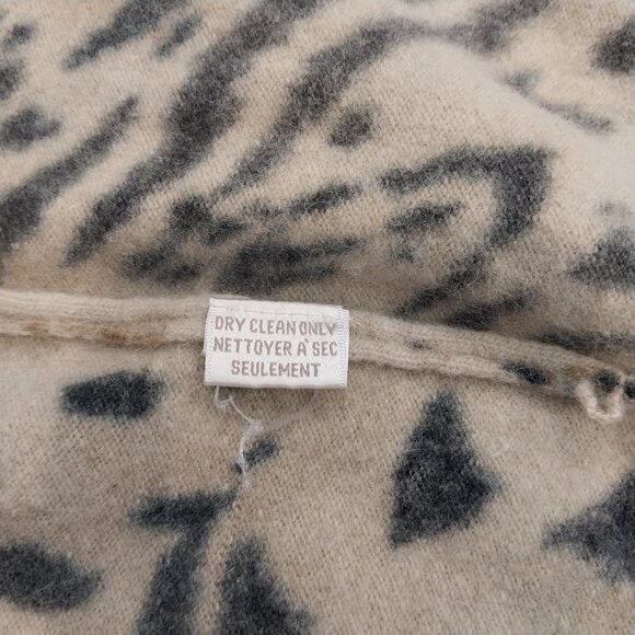 Lambswool Angora Cardigan Sweater Womens Small Brown Tiger Animal Print V Neck, - Picture 9 of 10